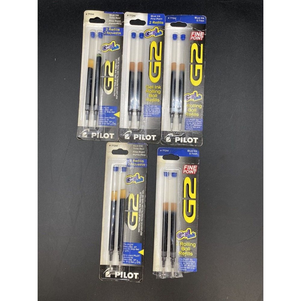 Pilot G2 Gel Ink Refill Rolling Ball Pens Fine Point Blue Ink 77241 LOT 5
